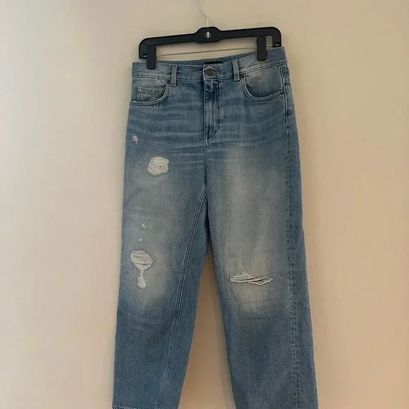 ME + EM Authentic relaxed fit  Blue Distressed Women's Jeans - Picture 6 of 12